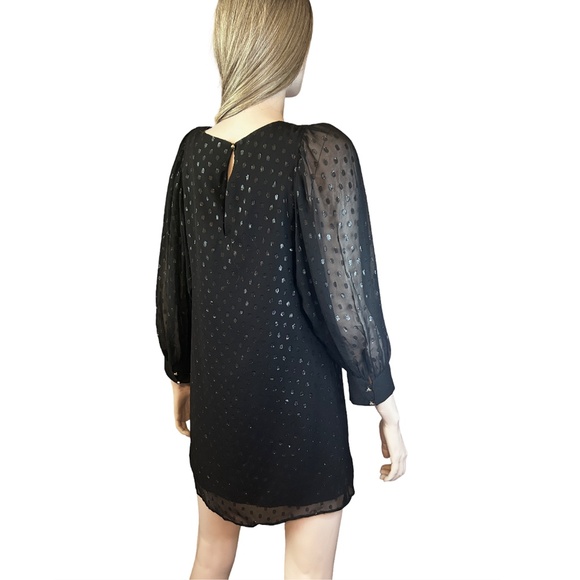 Lilly Pulitzer Silk Maisel Dress Silver Metallic Sparkle Dotted Blouson Sleeve - Picture 6 of 16